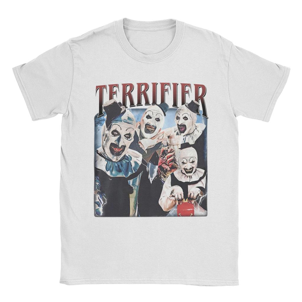 Terrifier Horror Movie T Shirts Men 100% Cotton Vintage T-Shirt Crew Neck  Tees Short Sleeve Clothes Summer