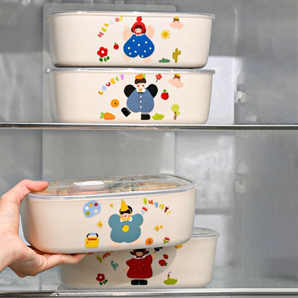 1500/1000ML 304 Stainless Steel Lunch Box Microwaveable Cartoon Pattern Food Storage Box Sealed Leak-proof Fresh Keeping Box