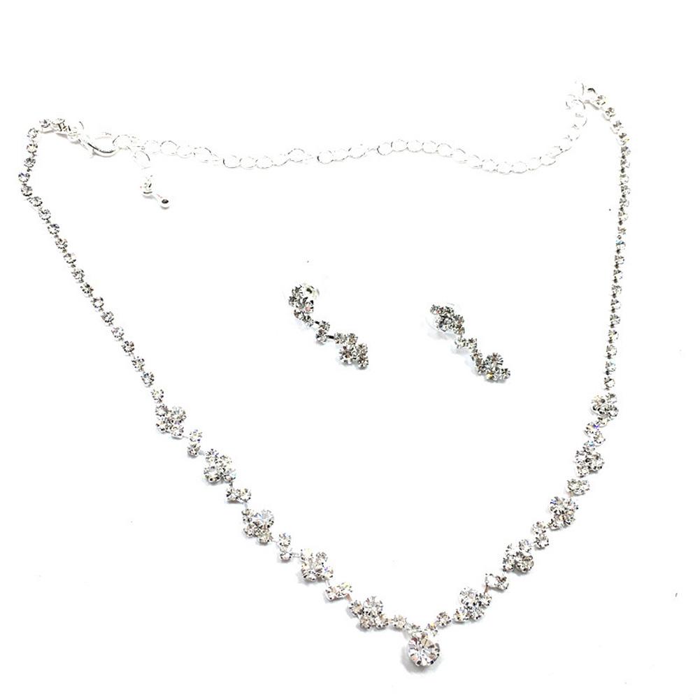 Fashion Women Necklace Earrings Alloy Set With Rhinestone For Lady Wedding Bridal Dangle Earring Necklaces Jewellery Accessories