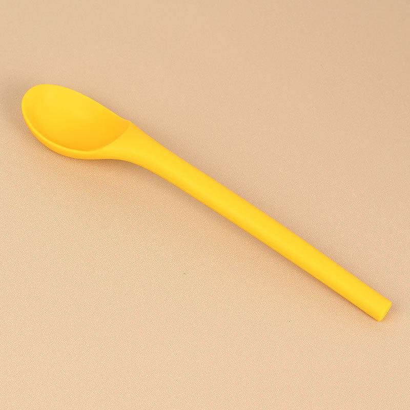 Silicone Integrated Tableware Heat Resistant Kitchen Spoons Nonstick Kitchen Mixing Flatware Kitchenware Soup Spoon Dining Bar
