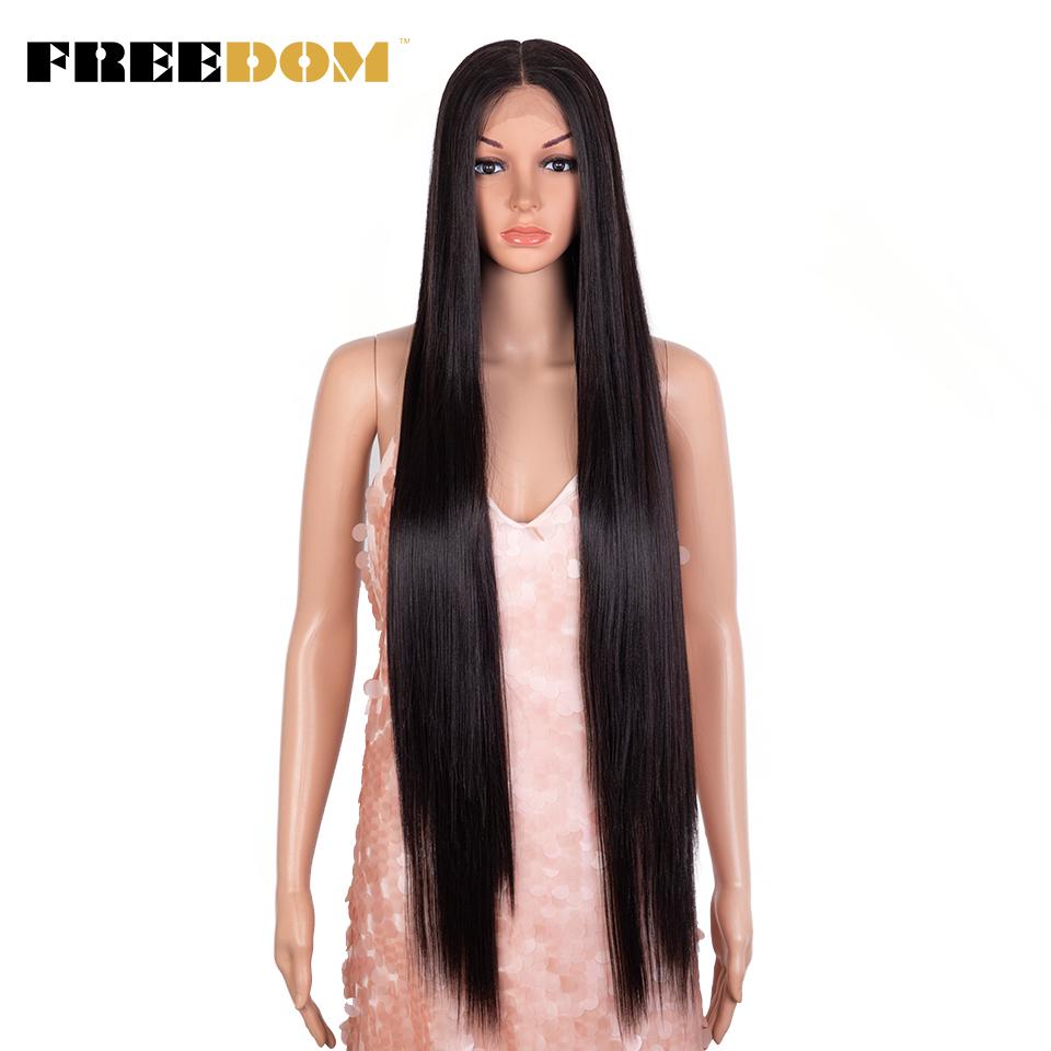 FREEDOM Synthetic Lace Wig 38 Inch Deep Part Long Straight Wig Ombre Pink Cosplay Wigs Synthetic Lace Front Wigs For Black Women
