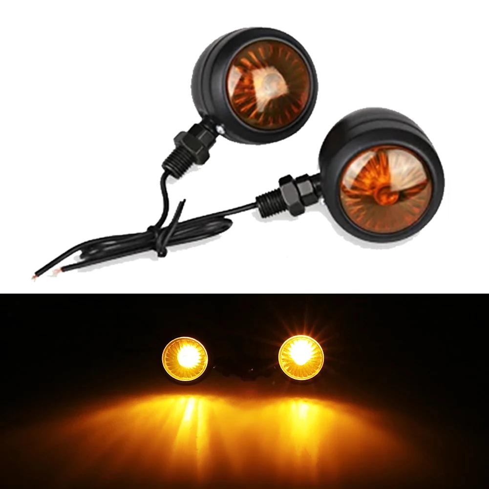 Motorcycle Led Turn Signal Light Direction Indicator Lamp Bullet Chrome Amber Moto Front Lamp Tail Light 12V Universal 1 Pair