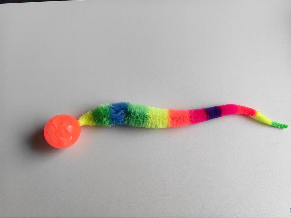 Kouzelná housenka elastický míček: Duhový červ Skákací hračka pro kočky