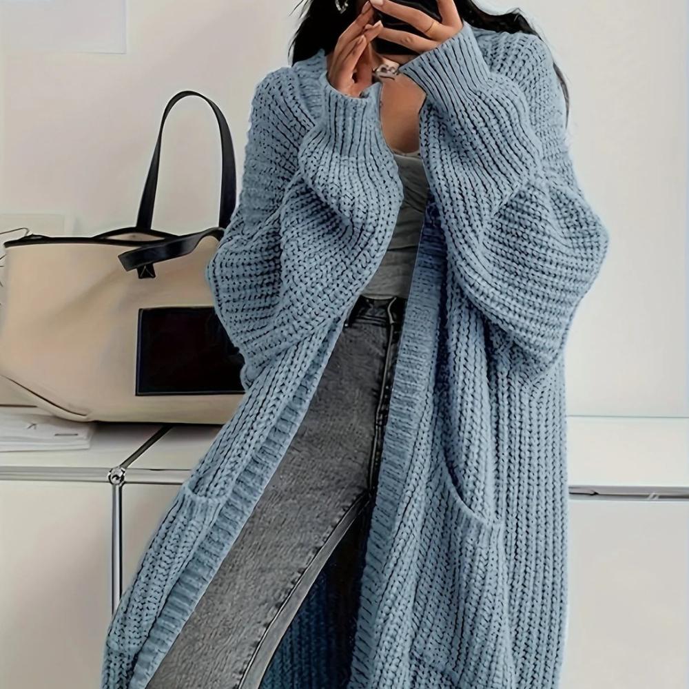 Temperament Long Over-the-knee Sweater Cardigan Women's Autumn and Winter New Lazy Wind Loose Thickened Knitted Jacket Women's Tide