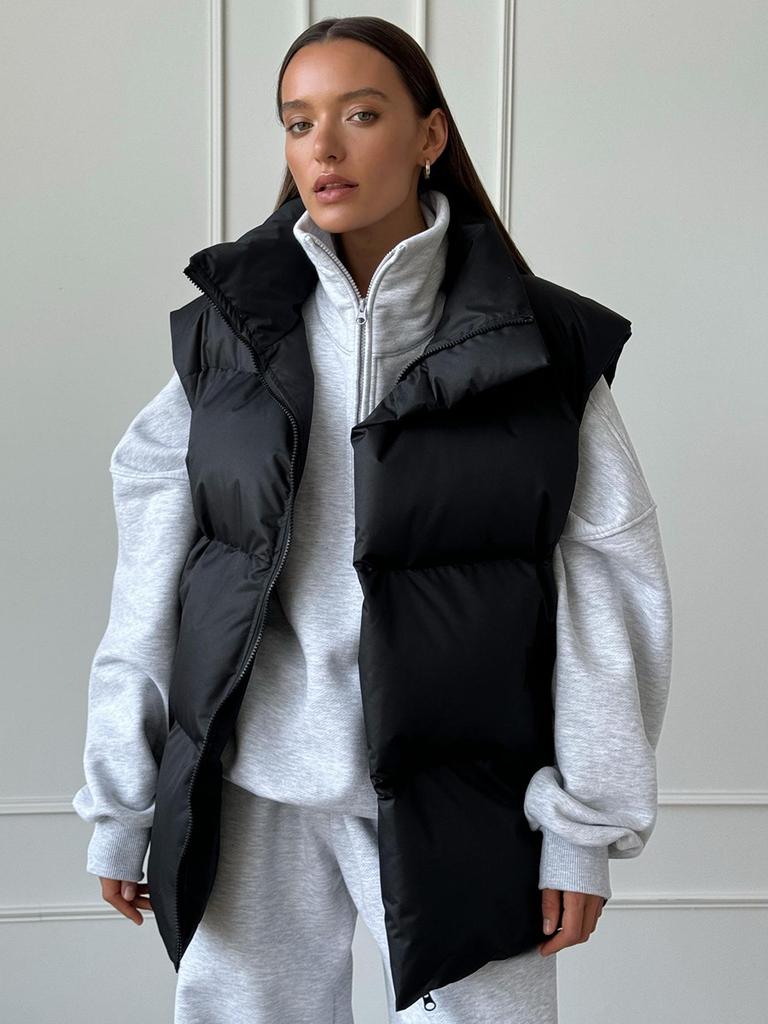 Women Autumn Winter Vests Stand Collar Loose Warm Vest Cotton-padded Coat Casual Women's Jackets Outerwears