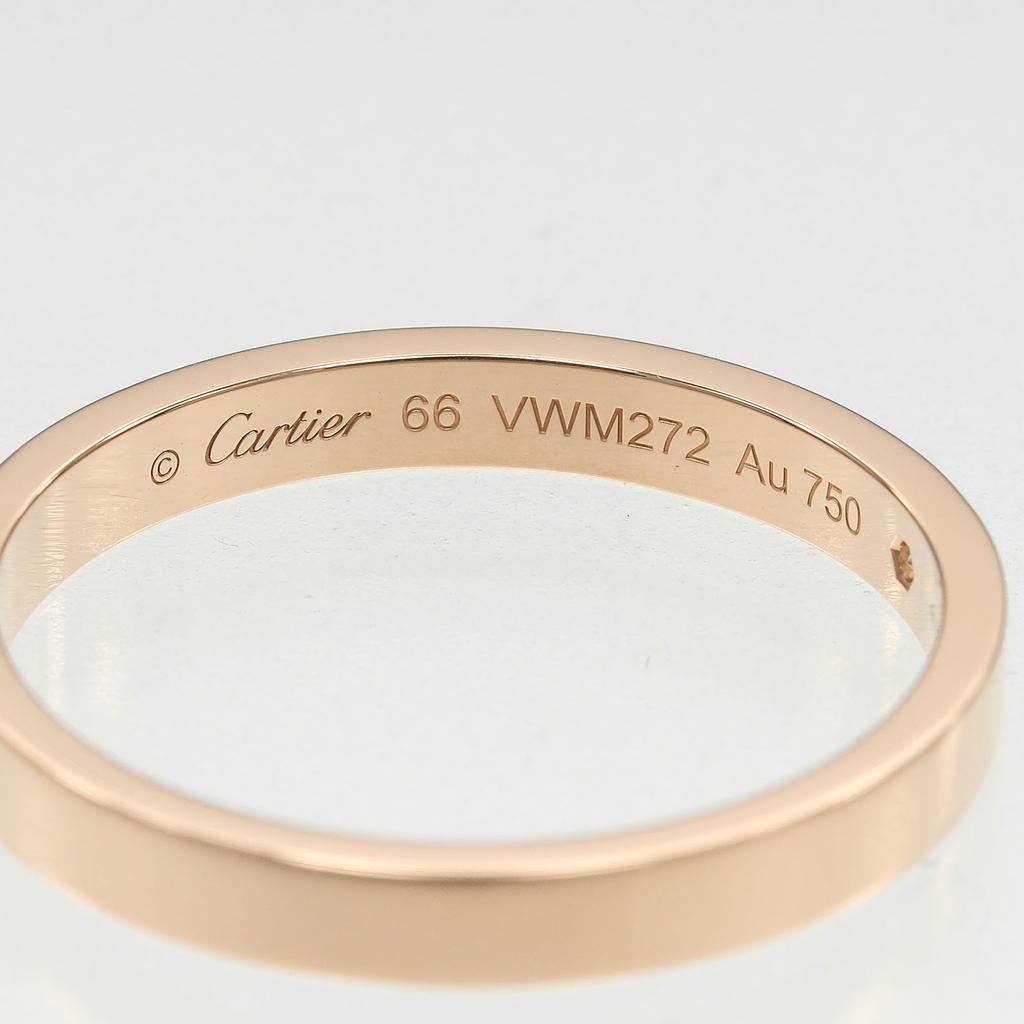 CARTIER C de Cartier engraved Ring K18 Pink Gold/diamond #11.5(US Size) 4.8g mens Used