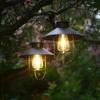Outdoor Waterproof Retro Wrought Iron Solar Hanging Light for Garden and Camping
