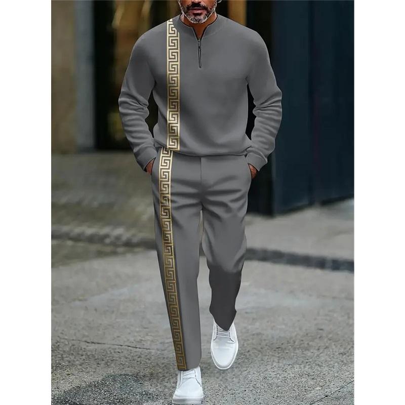 Men's 2Pcs Tracksuit Half Zip Sweatshirt  Jogger Pants Set