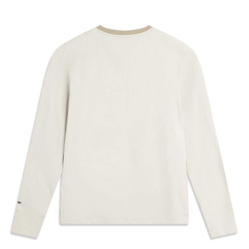 Li Ning CF Letter Splicing Simple Round Neck Comfortable Pullover Long Sleeve T-Shirt Women T-Shirt ATLV214-1