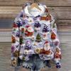 Women's Fashion Long Sleeve Christmas Print Loose Hooded Sweatshirt Top
