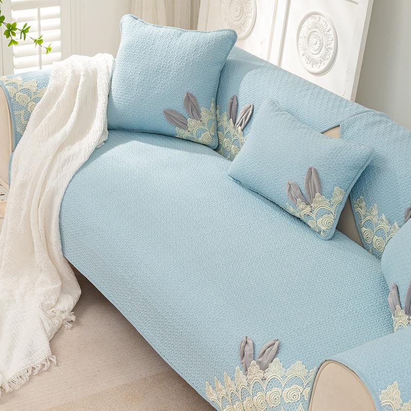 Pure Cotton Sofa Cushion Summer Idyllic Minimalist Four Seasons Universal Non-Slip Modern Simple Ins Style Sofa Cover Slipcover