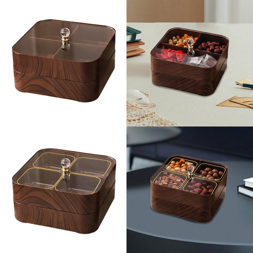 Divided Serving Tray with Lid Decorative Wood with Clear Lid Serving Platter