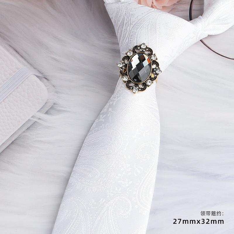 Men'S Emperor Rhinestone Collar Ring Clip Tie Hoop Vintage Knight Tie Hoop Business Shirt Tie Button Brooch