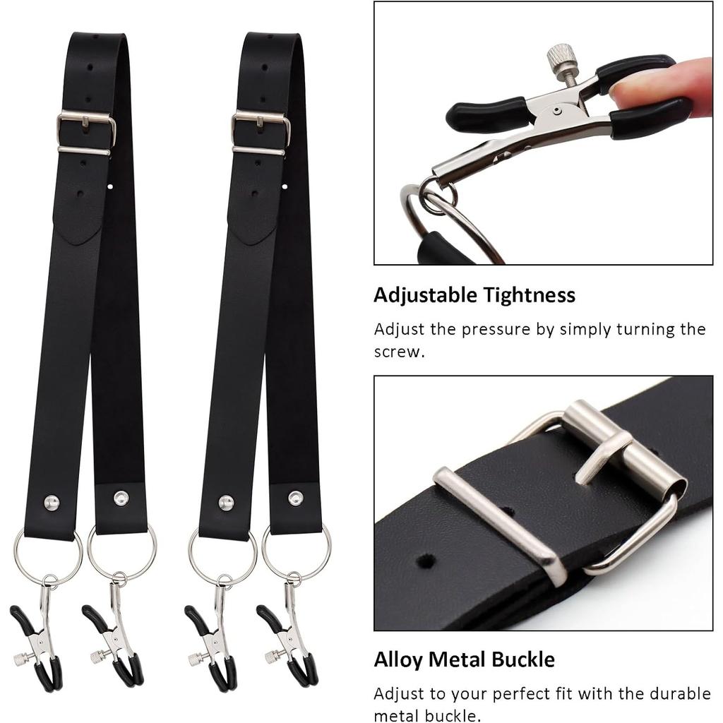 Adjustable Labia Spreader Straps with Clamps Breast Nipple Clip Vagina Stimulator BDSM Adult Bondage Restraints Couples Sex Toys