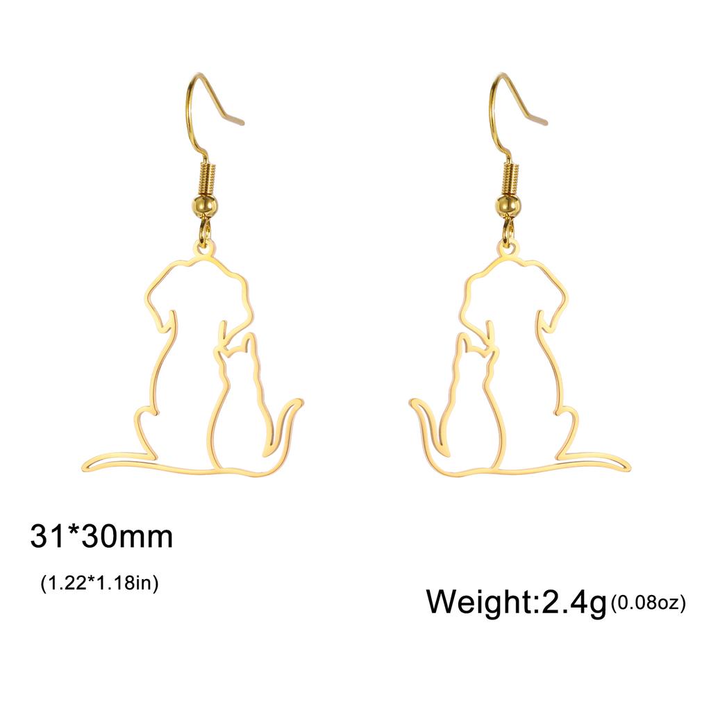 Lucktune Cute Hugging Cats Kittens Dog Women's Earrings Stainless Steel Drop Earrings for Girls 2025 Trend Jewelry Birthday Gift