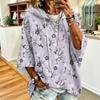 Damska bluza z kapturem w stylu vintage z kwiatowym nadrukiem i ściągaczem - Swobodny luźny top