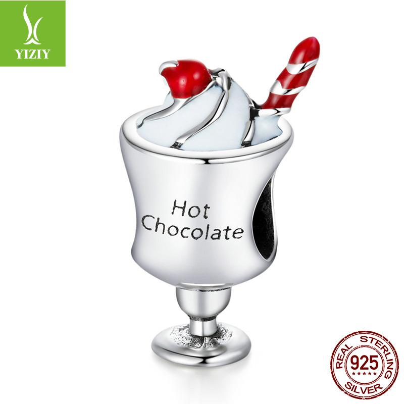 

Food Dessert Afternoon Tea Chocolate Beads Collection Map, Summer Drink Sa925 Silver Beads