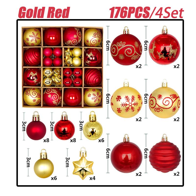 Merry Christmas Ball Ornaments Tree Hanging Pendants Set for Home Decoration Family New Year Celebration Party Decor
