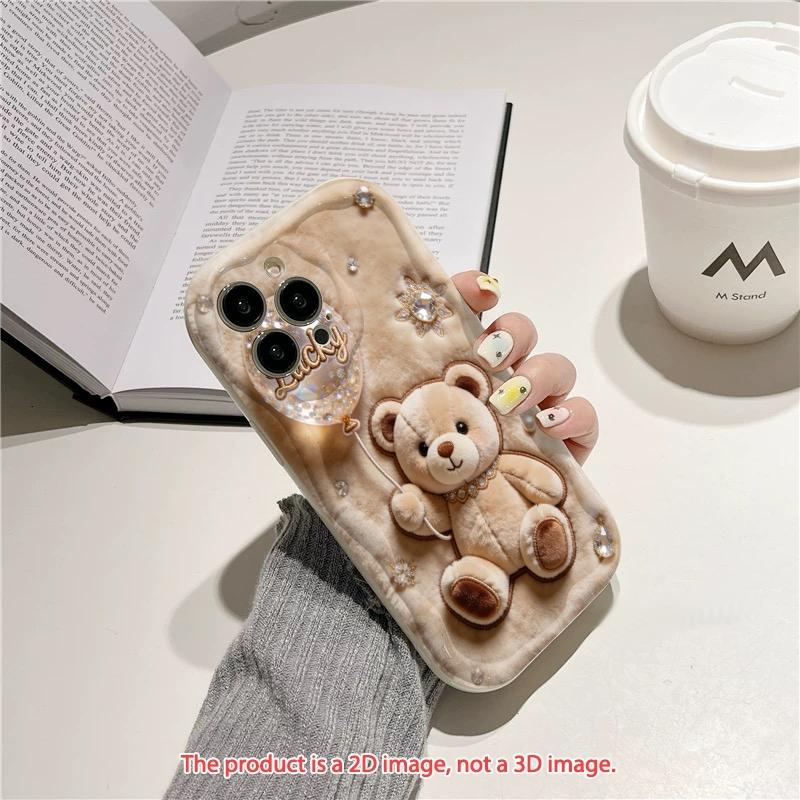 Süßes Ballon-Teddybär-Muster Silikon-Handyhülle Für iPhone 17 16 15 14 13 12 11 Pro Max XS XR X 15 16 Plus 16E 17 Air Cover