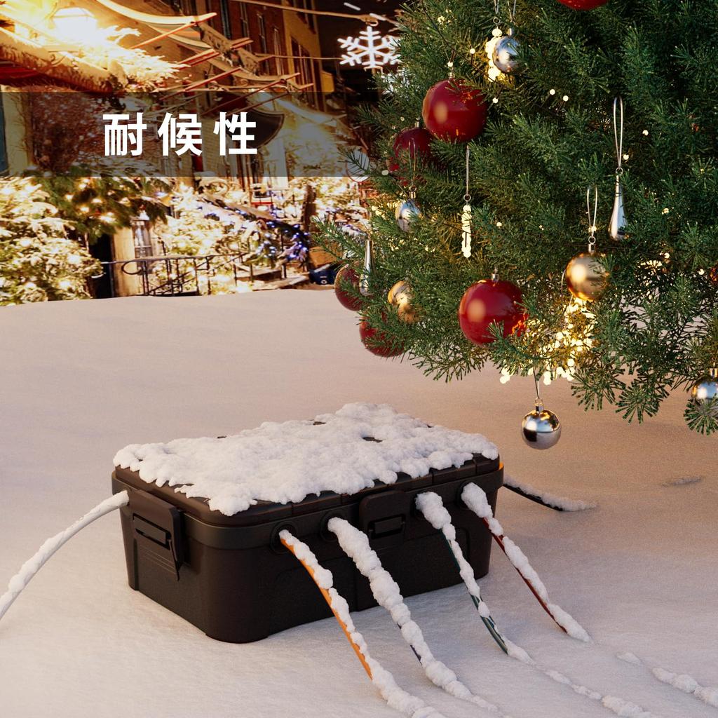 RESTMO Large Outdoor Power Outlet Box, Waterproof, IP54, Rainproof, Weatherproof, Ideal for Garden Lights, Timers, and Outlet Plugs, Black