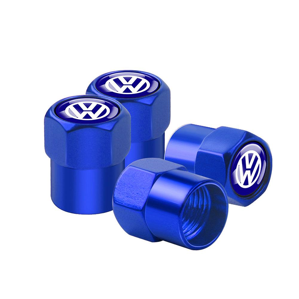 ZDFVU1 4pcs Car Wheel Tire Valve Caps Stem Case With Logo Auto Styling For Volkwagen VW R-line GTI UPi Golf Passat Jetta Touran CADDY