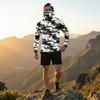 Men’s Long Sleeve Hooded Shirt with Face Cover Leaf Print Lightweight Breathable Quick Dry Athletic Top for Outdoor Sports Fishing Running Hiking