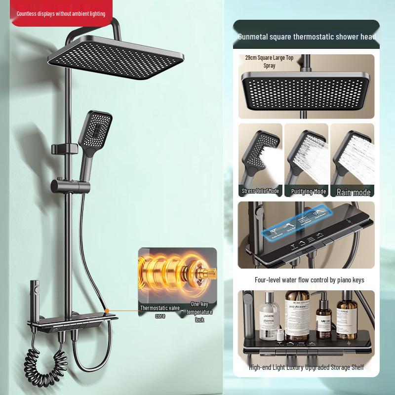 Digital Display Thermostatic Shower Set - Household Booster Sprinkler