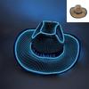 LED Luminous Cowboy Hat - Western Style for Men & Women, Large Brim Straw Sun Hat for Summer and Outdoor Performances