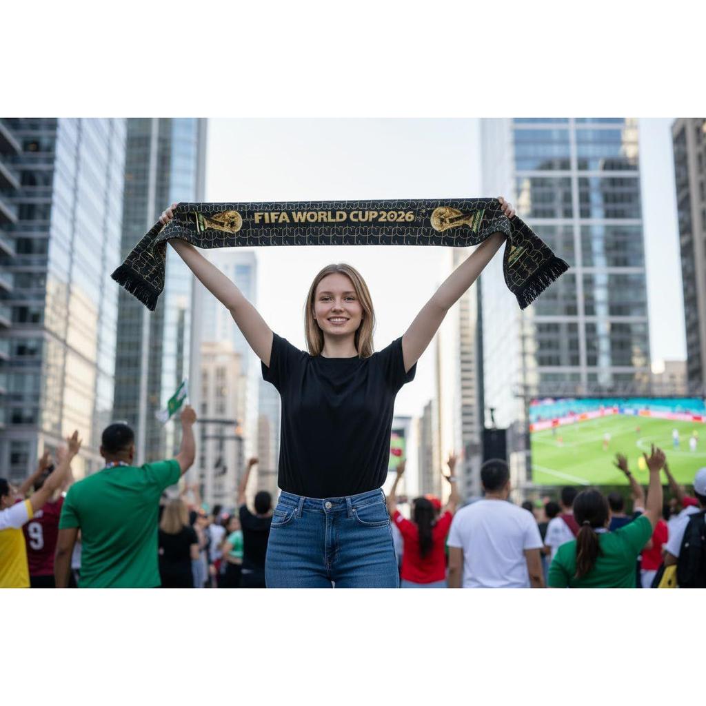 Used Wagon International Official 2026 FIFA World Cup Edition High-Resolution Universal Polyester Trophy Scarf Gameday Fanwear for Every Match from