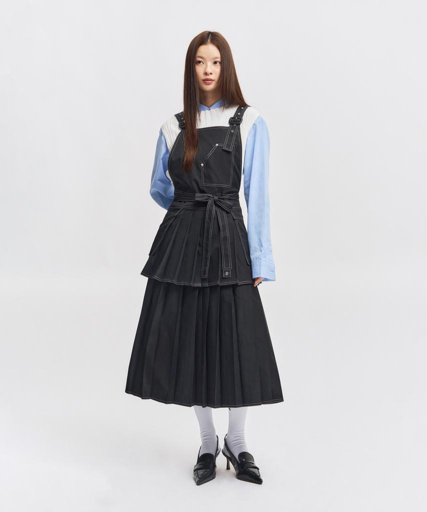 Eipeuleonwei Dark Pleated Apron Dress