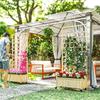 Wooden Trellis Planter, Raised Garden Bed with Wheels, To Climb and Grow Vegetables, Herbs and Flowers, Natural