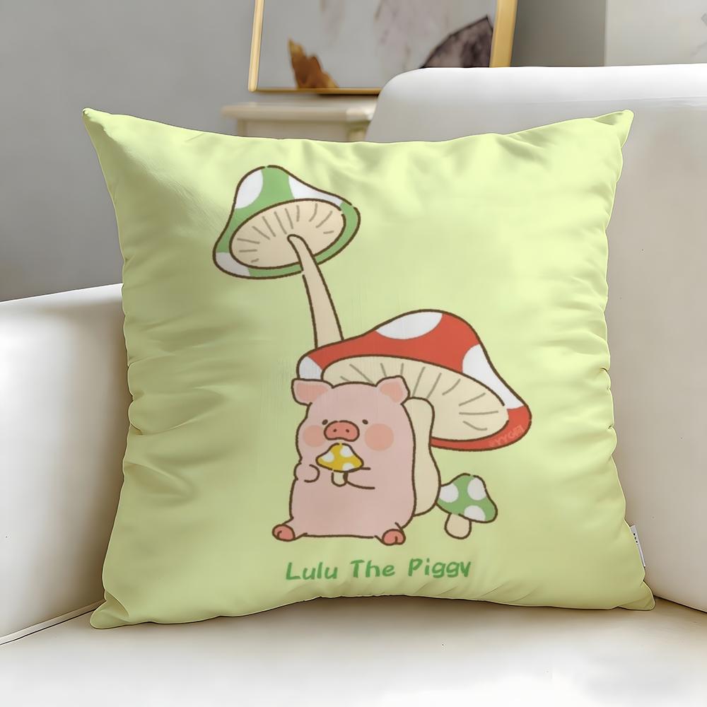 popular cartoon character pig pink Lulu Cushion Cover Soft & Easy-Wash Pillow Case – Versatile for Couch, Bed, Travel and Office