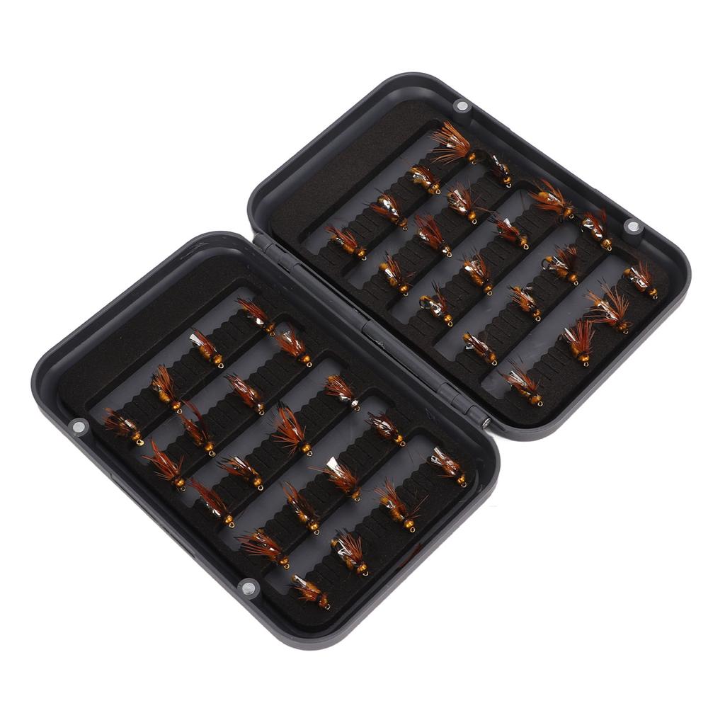 40pcs Fly Fishing Flies Kit with Waterproof Box Conspicuous Colours Hand Knitting Stainless Steel Fly Fishing Lure for