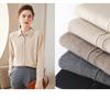Women's Fashion Cashmere POLO Collar Long Sleeve Cardigan Sweater
