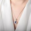 Potiy Created Sapphire Pendant Aesthetic Necklace No Chain Sterling Silver for Women Daily Wedding Party Jewelry Luxury
