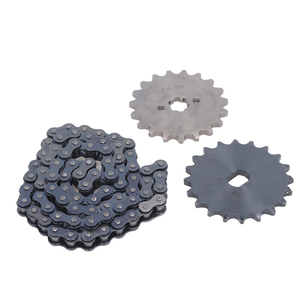420 Chain Set 19T Front Sprocket 20T H Hole Rear Sprocket Steel Chain Accessory for Replacement