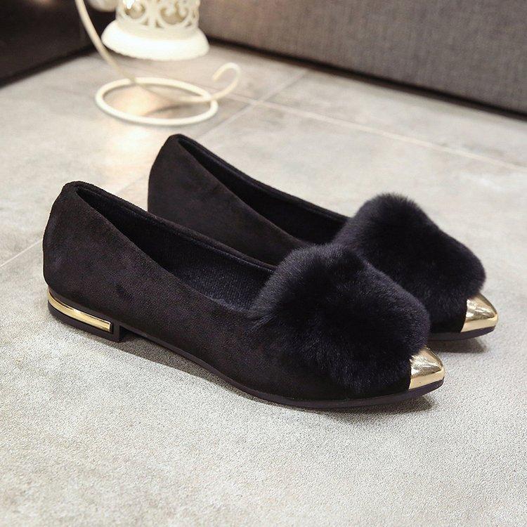 Sapatos individuais femininos 2025 primavera camurça pelúcia bico fino um pedal sapatos preguiçosos biqueira metálica sapatos femininos