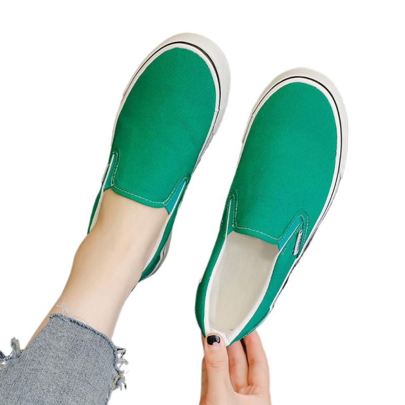 Solid Color Canvas Shoes Women Slip on Flat Comfortable Casual Shoes Fashion Platform Ladies Vulcanized Shoes Zapatillas Mujer