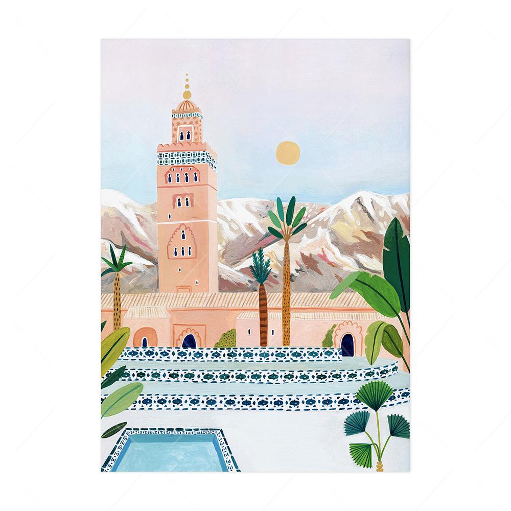 Scandinavian vintage tourist city poster Paris Lisbon Japan landscape art canvas painting gift for housewarming wall panels home decor