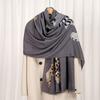 American Old Money Style Lazy Double-headed Leopard Silk Scarf Shawl Female Noble Light Luxury Temperament Versatile Scarf Air Conditioner Outside the