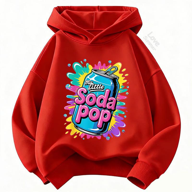 2026 4 To 14 Yrs Woman's Hoodies Spring Fashion Hoodie Print MyLittle Soda Pop Casual Long-Sleeve Thin Pullover