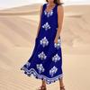 Women's Summer Casual Fashion Flower Printed Sleeveless  Pocket Dress