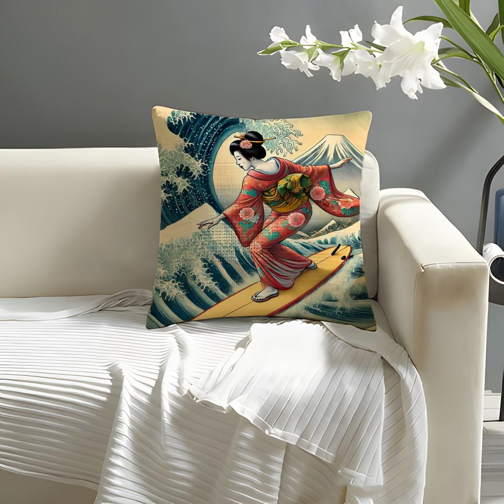 Fashion Mmarine Day Pillow Case Natural Linen Organic Fabric DoubleSided Printing Sofa Home Decor Cushion Cover