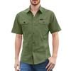 Men'S Shirt With Double Pockets Casual Short Sleeved Top Fashionable Cardigan