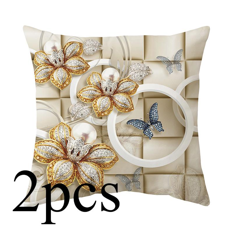 

2 шт./комплект, наволочка с золотым цветком, супермягкая и короткая, плюшевая, с принтом, для дома, гостиной, дивана, наволочка, подушка без подушки 45cm*45cm*2pcs