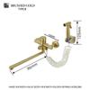 In-Wall Brushed Gold Extra Long Spout Kitchen Sink Faucet Black Hot Cold Double Hole Washbasin Mixer Water Tap Stainless Steel