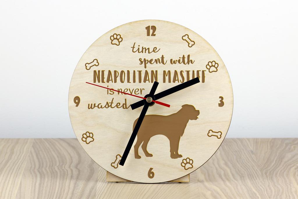 Napoliten Mastiff, Mastino Napoletano - köpekli saat, ahşap oymalı saat, Art-Dog tarafından kişiselleştirilmiş saat