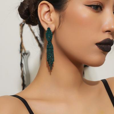 Orecchini Lunghi con Frange Verde Classici Vintage