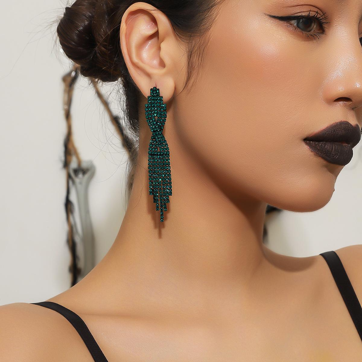 

Classic Vintage Green Long Fringed Earrings