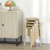 Stackable Stools, Set of 4, Round, Padded Seat, 40 x 40 x 45 cm, Khaki